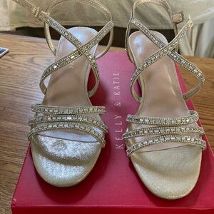 Kelly & Katie Gold Rhinestone Heels for Formal Events